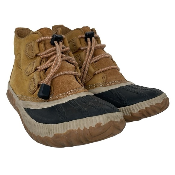 Sorel Boots Women's 4 Brown Leather Lace Up Out N About Duck Waterproof Shoes - Picture 3 of 15